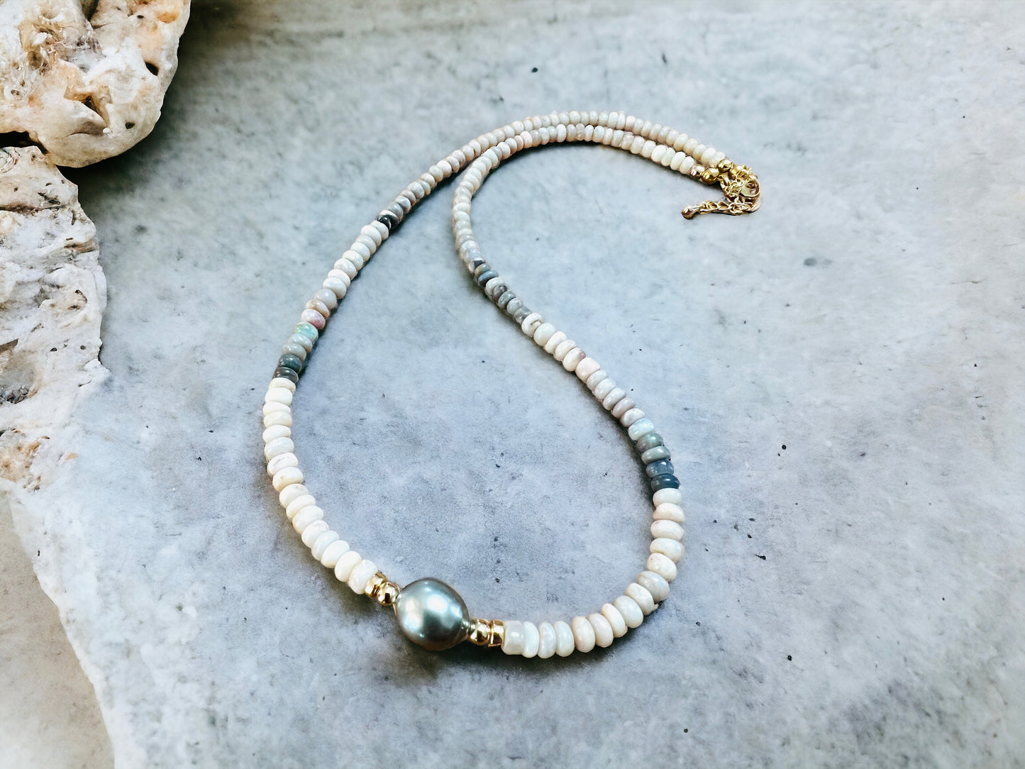 Australian Opal & Tahitian Pearl Necklace