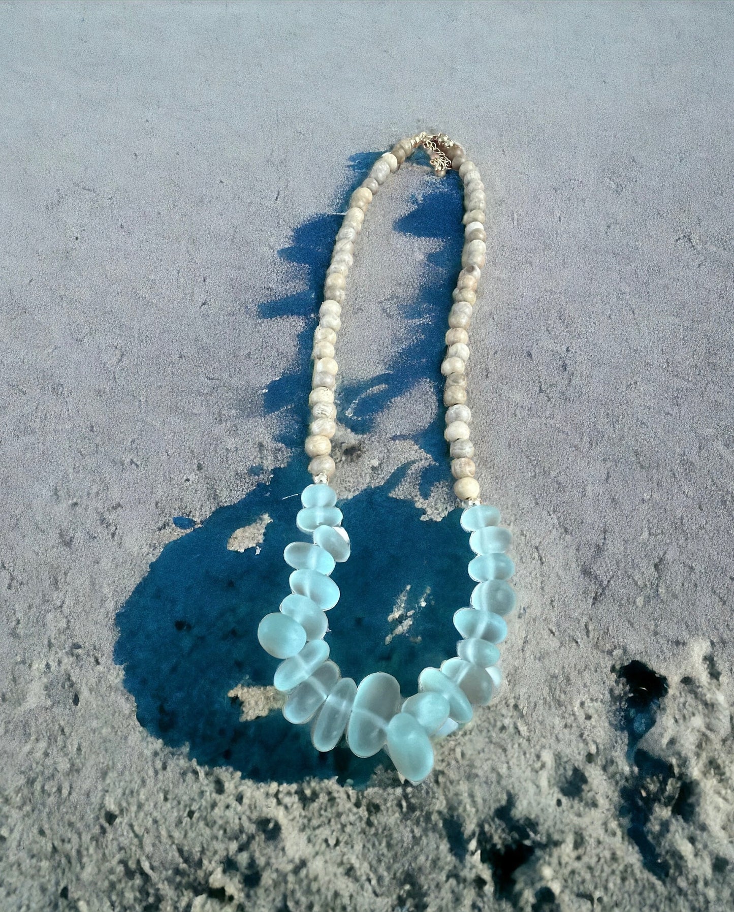 Sea Glass & Sandalwood Necklace