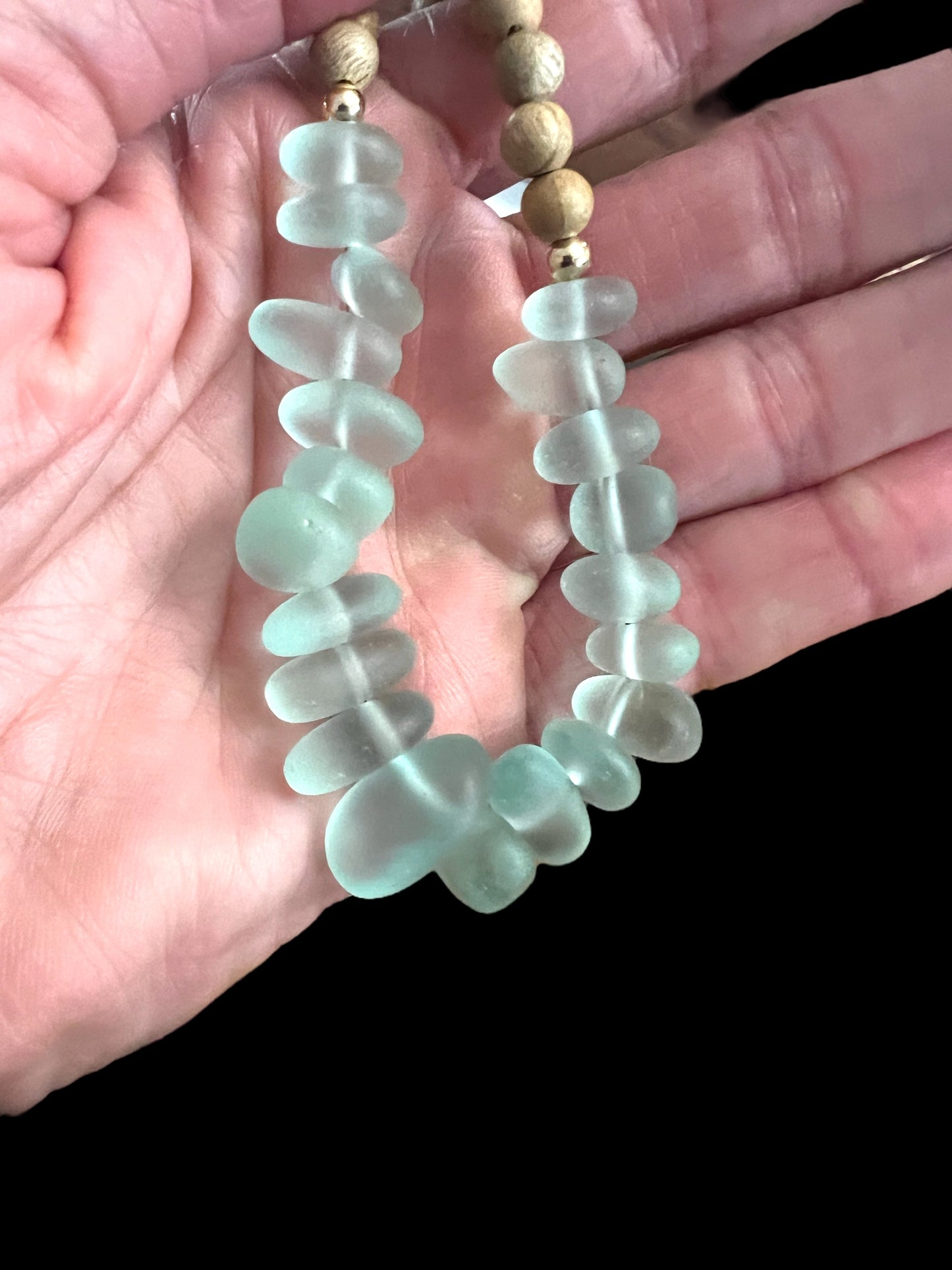 Sea Glass & Sandalwood Necklace