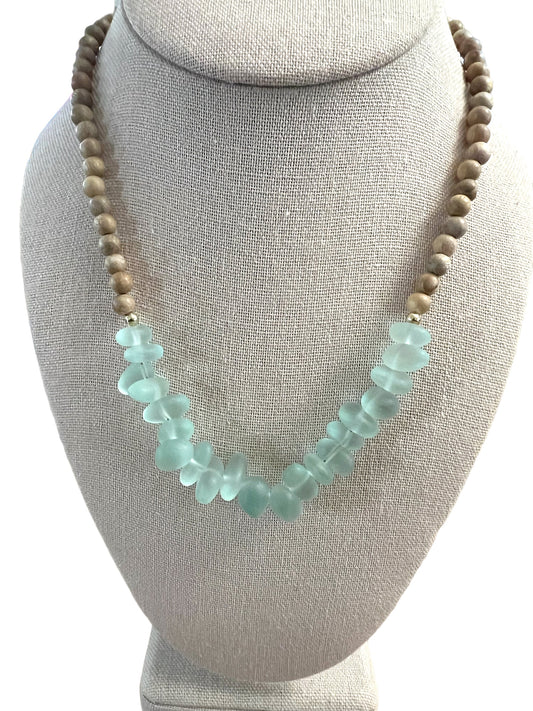 Sea Glass & Sandalwood Necklace